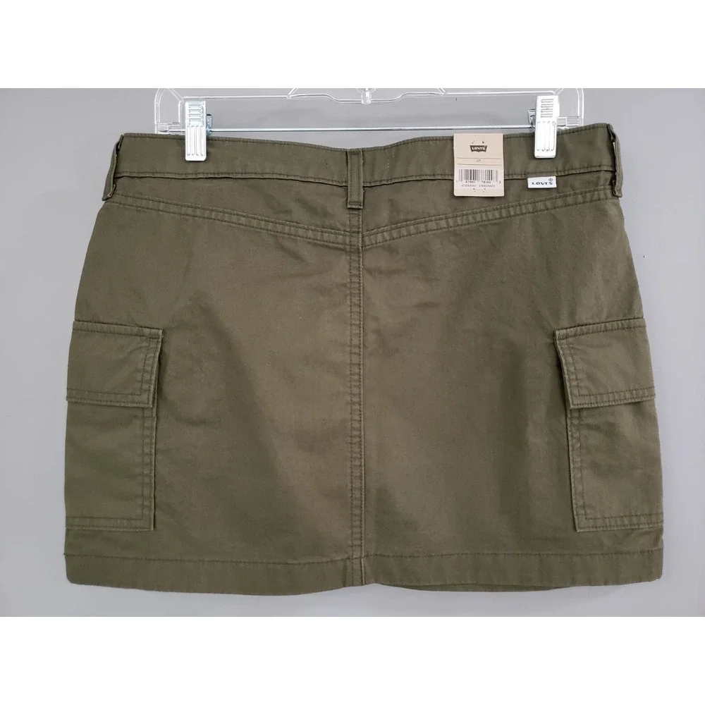 NEW Levi's‎ 94 Cargo Skirt GREEN Size 28 Mini Retro Utility - 100% Cotton Short - Picture 4 of 4